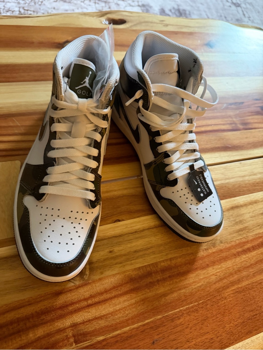 Nike Air Jordan 1 Mid Golf — White & Olive Camo